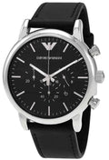 Shop Authentic Emporio Armani Luigi Chronograph Black Dial Black Leather Watch For Men - AR1828 - Luxxuri