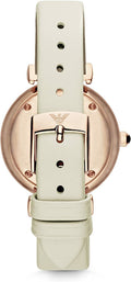 Shop Authentic Emporio Armani Gianni T Bar Light Brown Dial White Leather Strap Watch For Women - AR1769 - Luxxuri