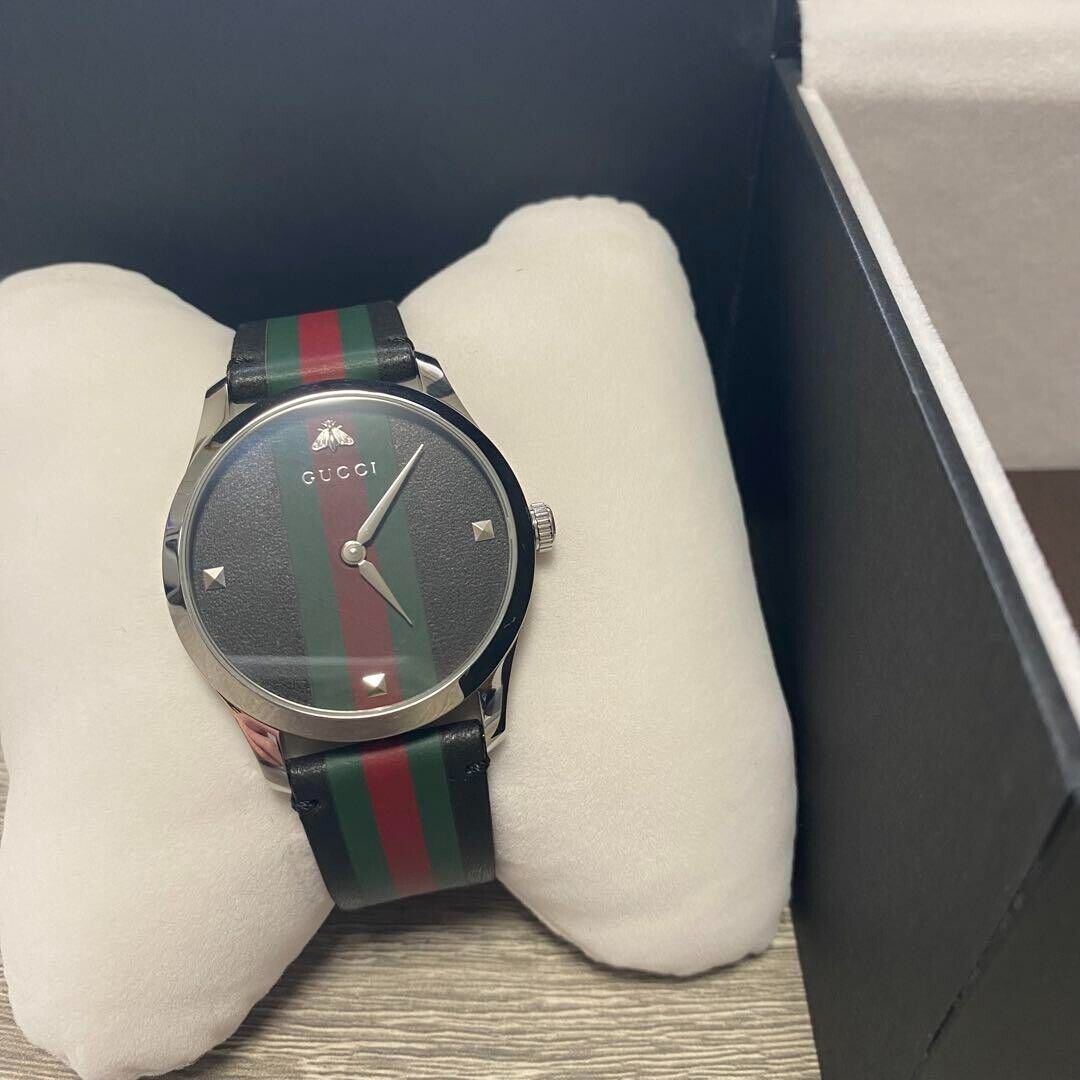 Shop Authentic Gucci G Timeless Quartz Black Dial Multicolored Black Leather Strap Watch For Men - YA1264079 - Luxxuri