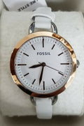 Shop Authentic Fossil Classic Minute White Dial White Leather Strap Watch for Women - BQ3328 - Luxxuri