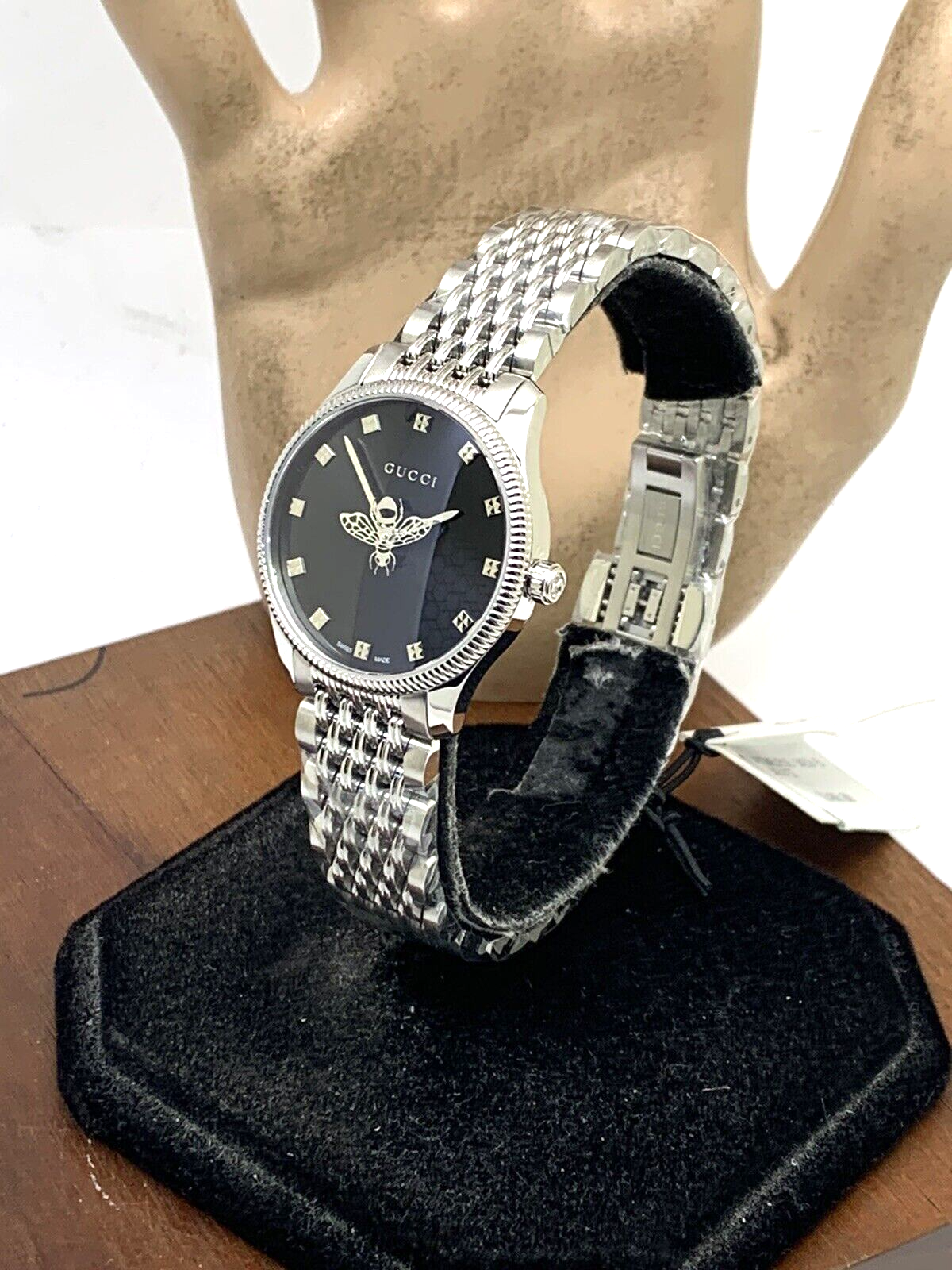 Shop Authentic Gucci G Timeless Quartz Black Dial Silver Steel Strap Watch For Women - YA1265020 - Luxxuri