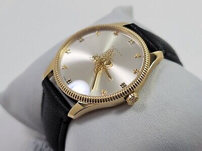 Shop Authentic Gucci G Timeless Quartz Silver Dial Black Leather Strap Watch For Women - YA1264181 - Luxxuri