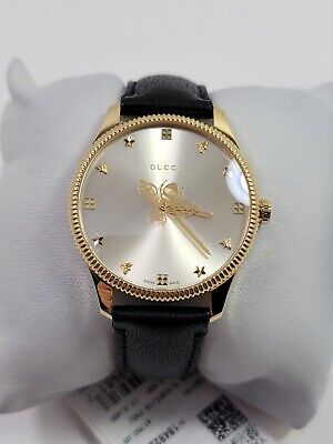 Shop Authentic Gucci G Timeless Quartz Silver Dial Black Leather Strap Watch For Women - YA1264181 - Luxxuri