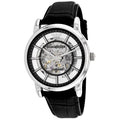 Shop Authentic Emporio Armani Luigi Silver Skeleton Dial Black Leather Strap Watch For Men - AR1981 - Luxxuri