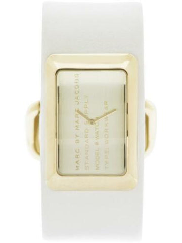 Shop Authentic Marc Jacobs Champagne Dial White Leather Strap Watch for Women - MBM2043 - Luxxuri