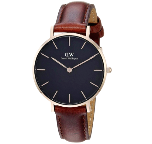 Shop Authentic Daniel Wellington Classic Petite St Mawes Black Dial Brown Leather Strap Watch For Women - DW00100225 - Luxxuri