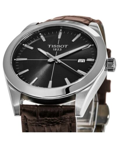 Shop Authentic Tissot Gentlemen Black Dial Brown Leather Strap Watch for Men - T127.410.16.051.01 - Luxxuri