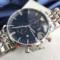 Shop Authentic Emporio Armani Gianni Chronograph Blue Dial Silver Steel Strap Watch For Men - AR1648 - Luxxuri