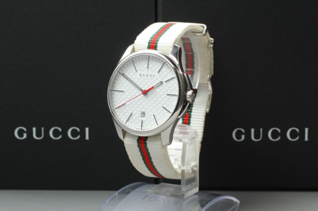 Shop Authentic Gucci G Timeless Quartz White DIal White NATO Strap Watch For Men - YA126322 - Luxxuri