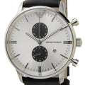 Shop Authentic Emporio Armani Gianni White Dial Black Leather Strap Watch For Men - AR0385 - Luxxuri