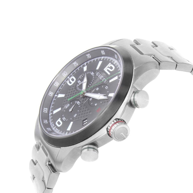 Shop Authentic Gucci G Timeless Chronograph Grey Dial Silver Steel Strap Watch For Men - YA126238 - Luxxuri