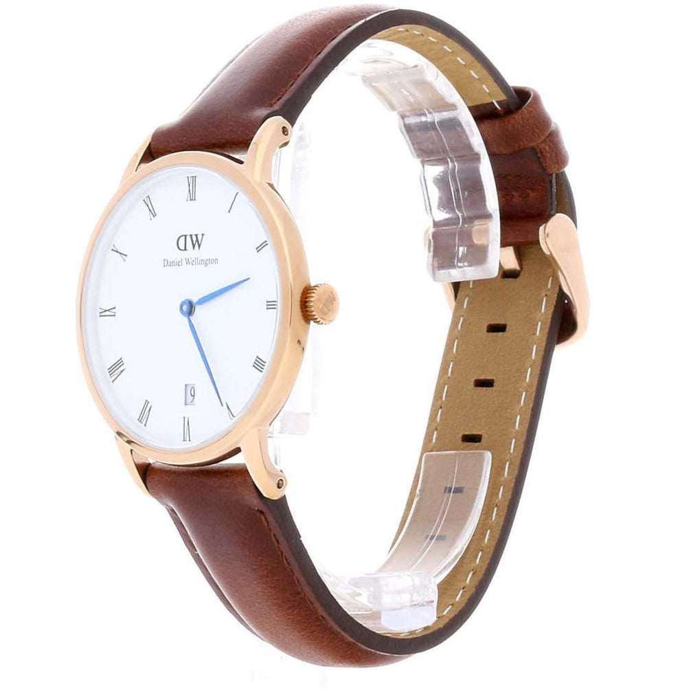 Shop Authentic Daniel Wellington Dapper St Mawes White Dial Brown Leather Strap Watch For Women - DW00100091 - Luxxuri