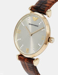 Shop Authentic Emporio Armani Gianni T Bar Beige Dial Brown Leather Strap Watch For Women - AR1883 - Luxxuri
