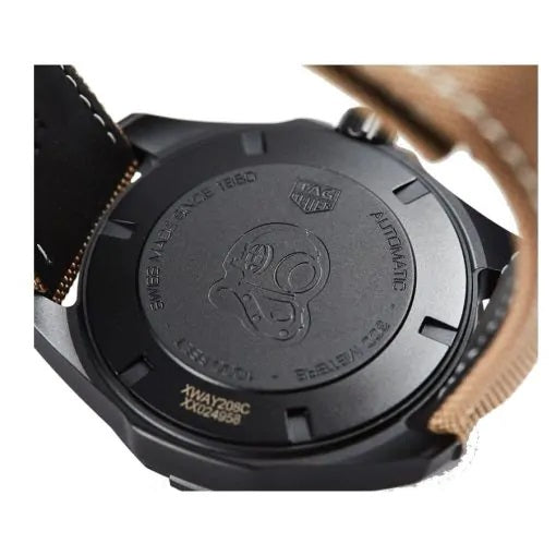 Tag Heuer Aquaracer 300 Calibre 5 Automatic Black Dial Brown Fabric Strap Watch for Men - WAY208C.FC6383