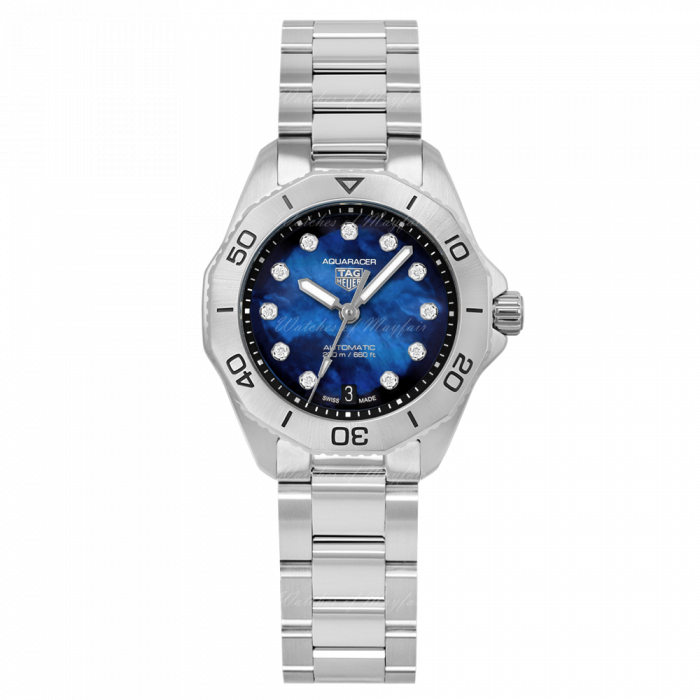 Shop Authentic Tag Heuer Aquaracer Professional 200 Automatic Diamond Blue Dial Silver Steel Strap Watch for Women - WBP2411.BA0622 - Luxxuri