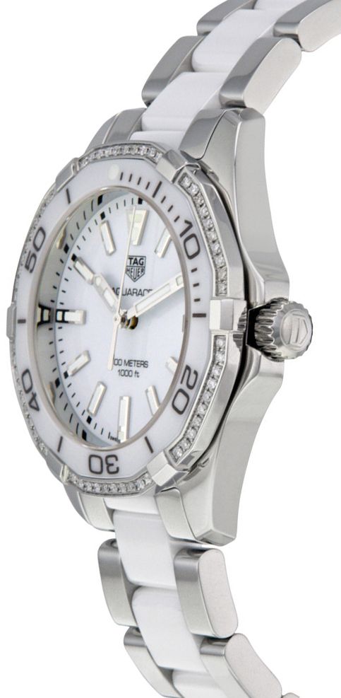 Tag Heuer Aquaracer Diamonds White Dial Two Tone Steel Strap Watch for Women - WAY131H.BA0914