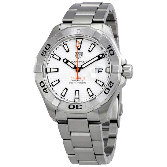 Shop Authentic Tag Heuer Aquaracer Calibre 5 Automatic White Dial Silver Steel Strap Watch for Men - WAY2013.BA0927 - Luxxuri