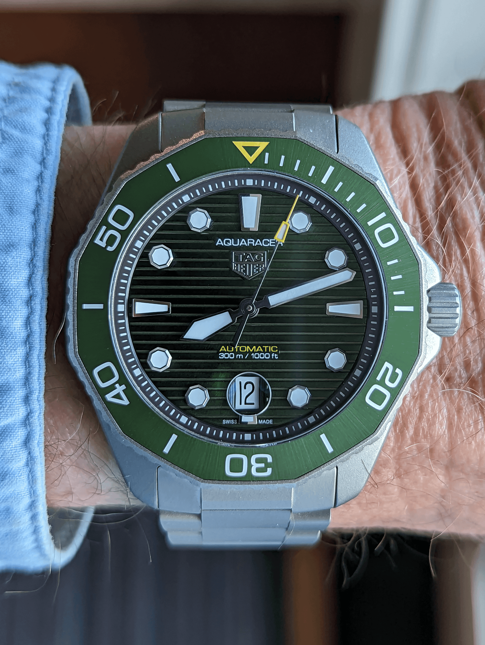 Shop Authentic Tag Heuer Aquaracer Professional 300 Automatic Green Dial Silver Steel Strap Watch for Men - WBP208B.BF0631 - Luxxuri