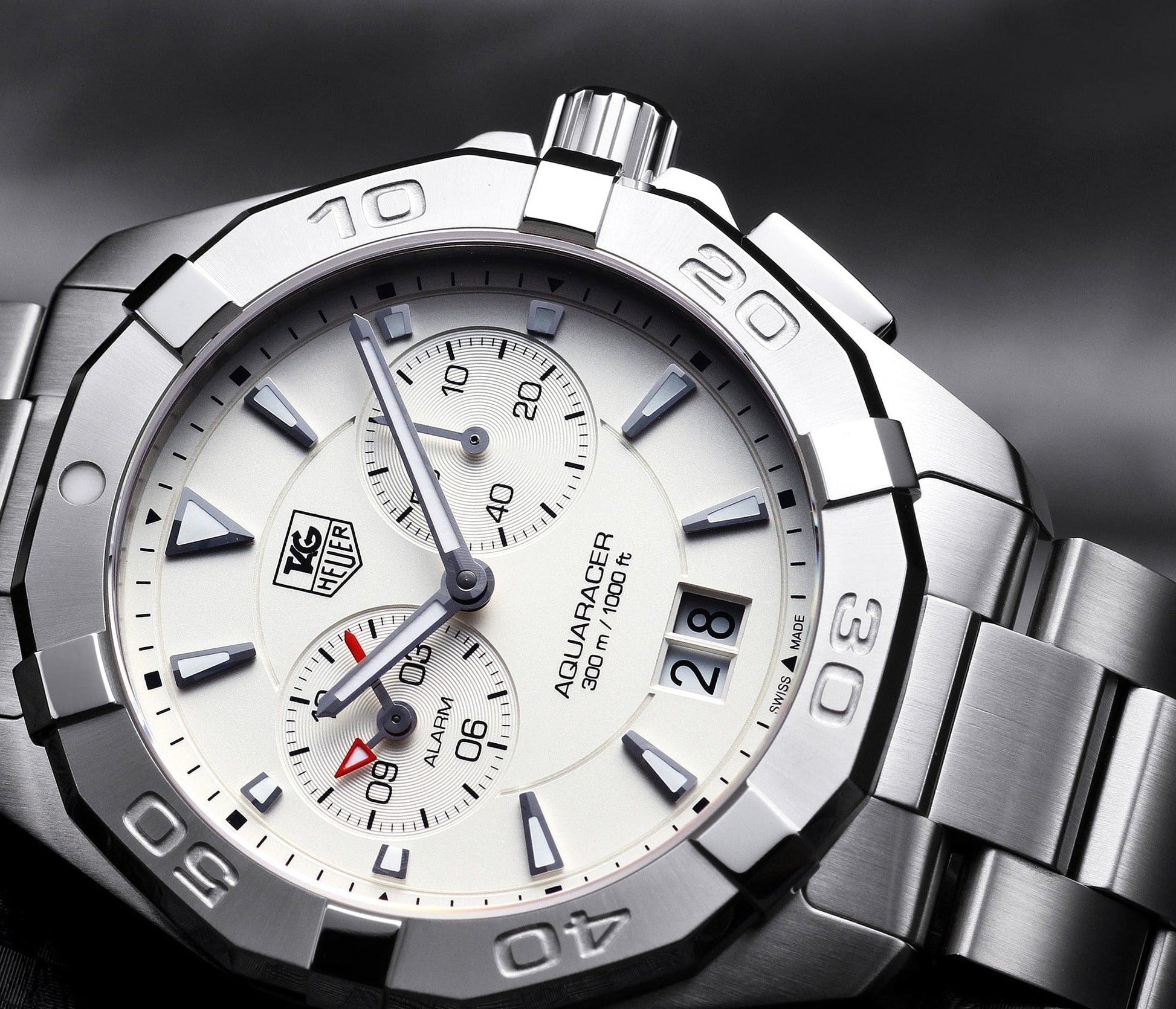 Shop Authentic Tag Heuer Aquaracer Chronograph White Dial Silver Steel Strap Watch for Men - WAY111Y.BA0928 - Luxxuri