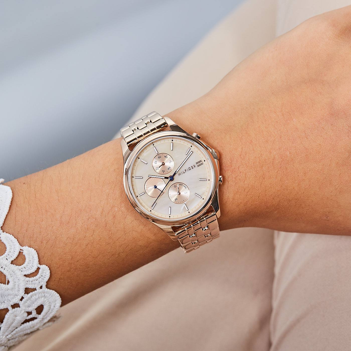 Shop Authentic Tommy Hilfiger Whitney Chronograph Quartz Rose Gold Dial Rose Gold Steel Strap Watch For Women - 1782120 - Luxxuri