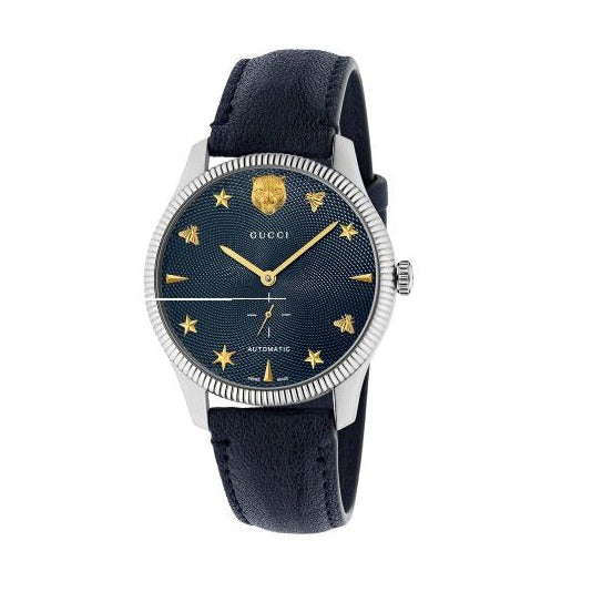 Shop Authentic Gucci G Timeless Automatic Blue Dial Black Leather Strap Watch For Men - YA126347 - Luxxuri