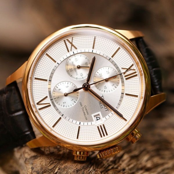 Shop Authentic Tissot Des Tourelles Chronograph Silver Dial Brown Leather Strap Watch For Men - T099.427.36.038.00 - Luxxuri