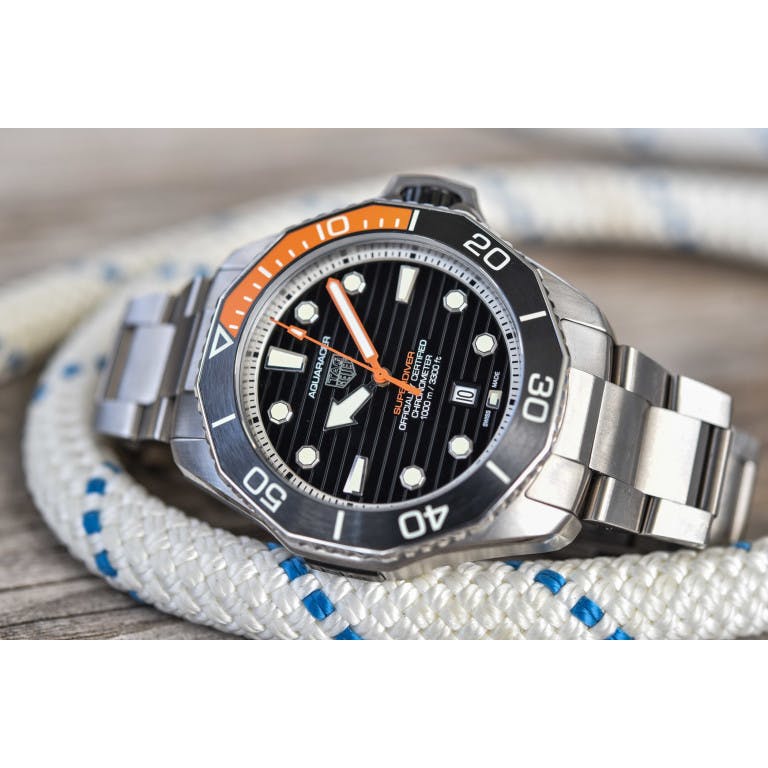 Shop Authentic Tag Heuer Aquaracer Professional 1000 Superdiver Automatic Black Dial Silver Steel Strap Watch for Men - WBP5A8A.BF0619 - Luxxuri