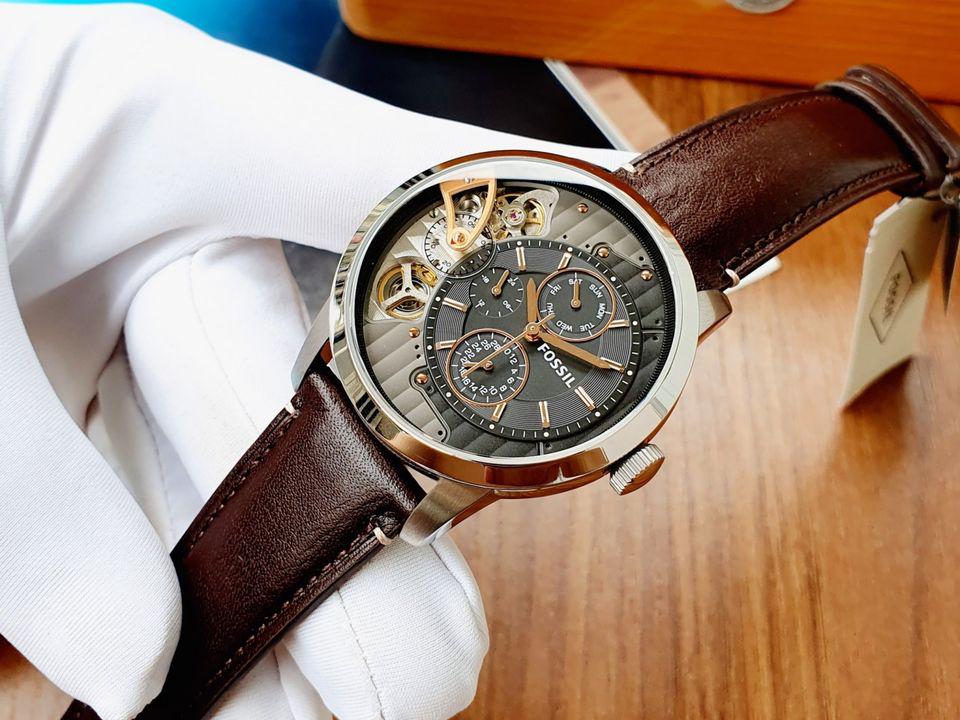 Fossil Townsman Automatic Black Dial Brown Leather Strap Watch for Men - ME1163