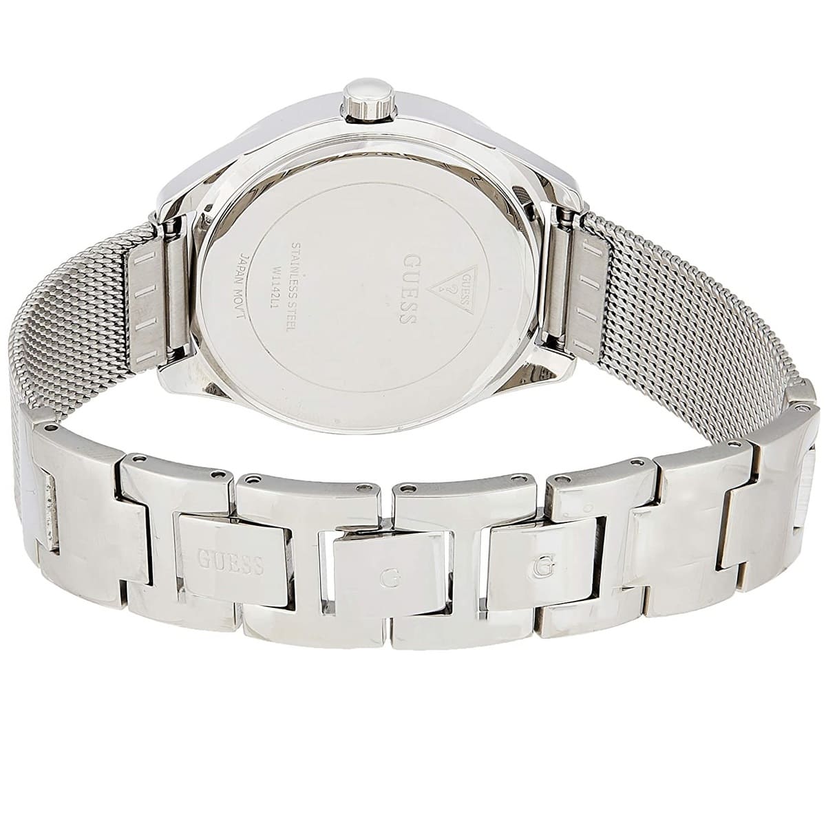 Guess Tri Glitz Quartz Silver Dial Silver Mesh Bracelet Watch For Women - W1142L1