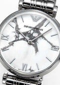 Shop Authentic Emporio Armani Gianni T Bar White Marble Dial Silver Steel Strap Watch For Women - AR11170 - Luxxuri