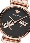 Shop Authentic Emporio Armani Gianni T Bar Black Dial Rose Gold Steel Strap Watch For Women - AR11206 - Luxxuri