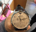 Shop Authentic Emporio Armani Classic Chronograph Cream Dial Brown Leather Strap Watch For Men - AR1878 - Luxxuri