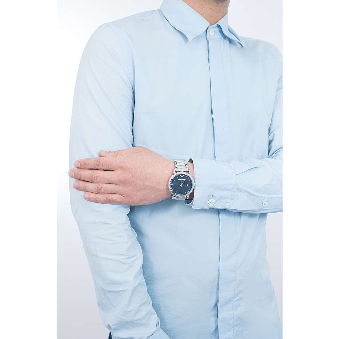 Shop Authentic Emporio Armani Luigi Blue Dial Silver Steel Strap Watch For Men - AR11089 - Luxxuri