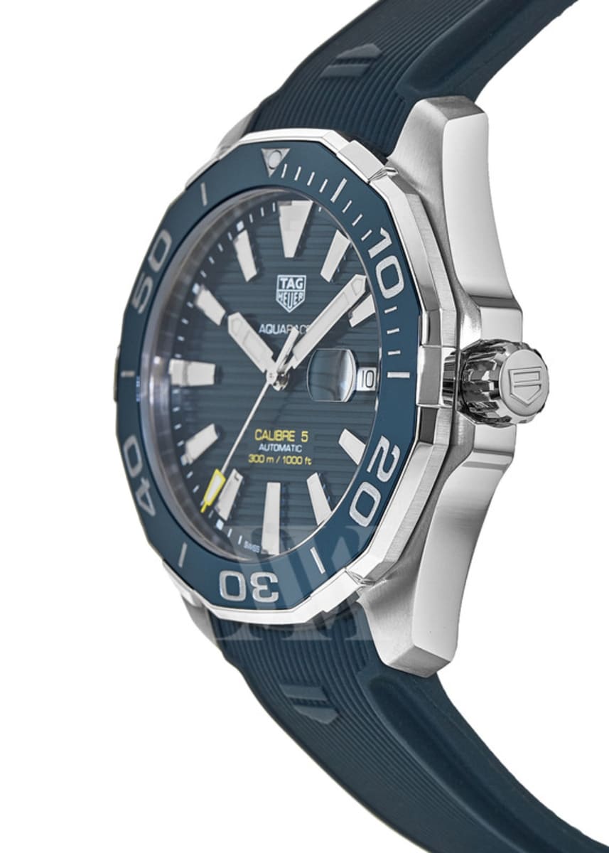 Tag Heuer Aquaracer Calibre 5 Automatic Blue Dial Blue Rubber Strap Watch for Men - WAY201B.FT6150