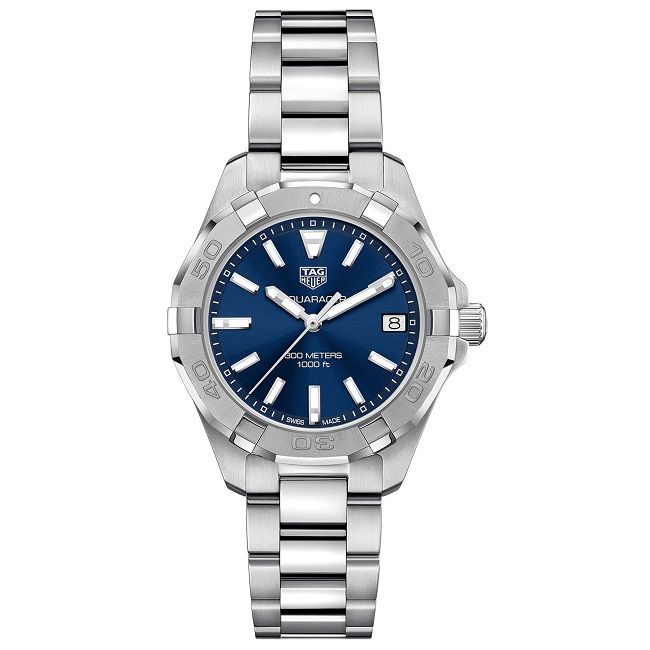 Shop Authentic Tag Heuer Aquaracer Quartz Blue Dial Silver Steel Strap Watch for Women - WBD1312.BA0740 - Luxxuri