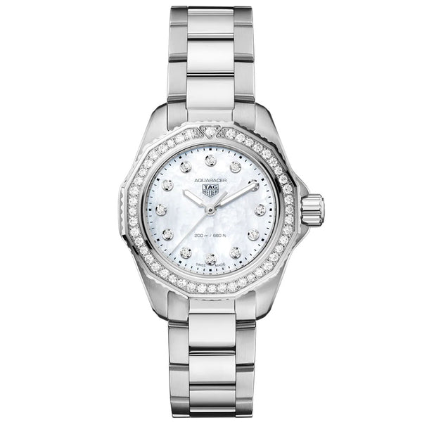 Shop Authentic Tag Heuer Aquaracer Professional 200 Quartz Diamond Mother of Pearl Dial Silver Steel Strap Watch for Women - WBP1417.BA0622 - Luxxuri