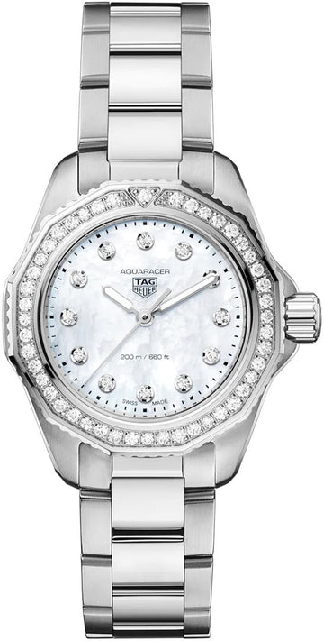 Shop Authentic Tag Heuer Aquaracer Professional 200 Quartz Diamond Mother of Pearl Dial Silver Steel Strap Watch for Women - WBP1417.BA0622 - Luxxuri