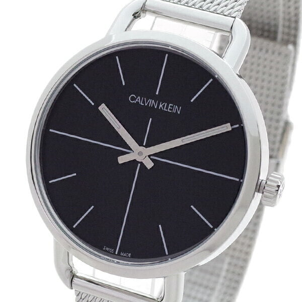 Shop Authentic Calvin Klein Even Black Dial Silver Mesh Bracelet Watch for Women - K7B23121 - Luxxuri