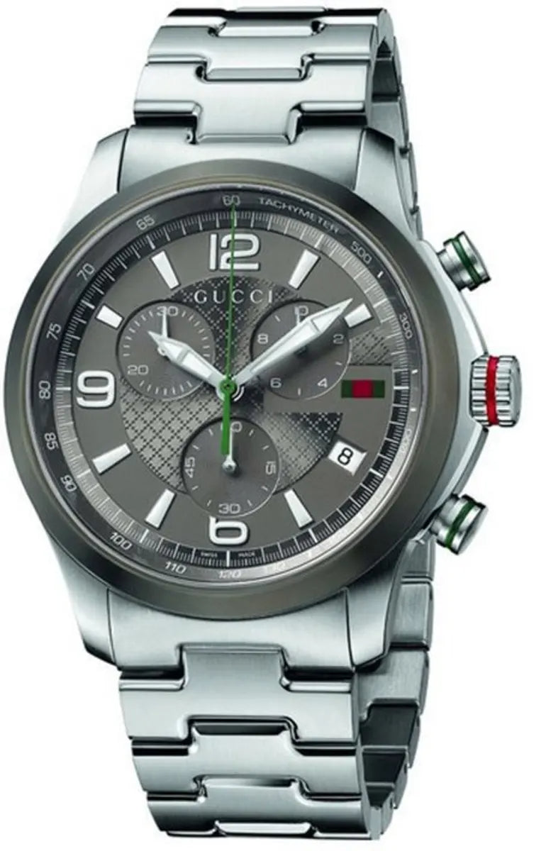 Shop Authentic Gucci G Timeless Chronograph Grey Dial Silver Steel Strap Watch For Men - YA126238 - Luxxuri
