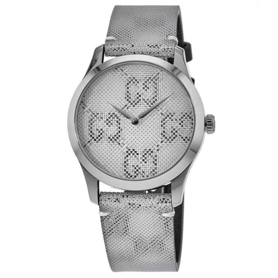 Shop Authentic Gucci G Timeless Quartz Grey Dial Grey Leather Strap Watch For Men - YA1264058 - Luxxuri