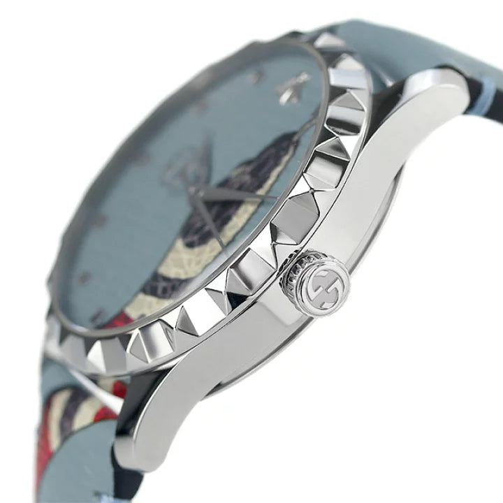 Shop Authentic Gucci G Timeless Quartz Blue Dial Blue Leather Strap Watch For Men - YA1264080 - Luxxuri