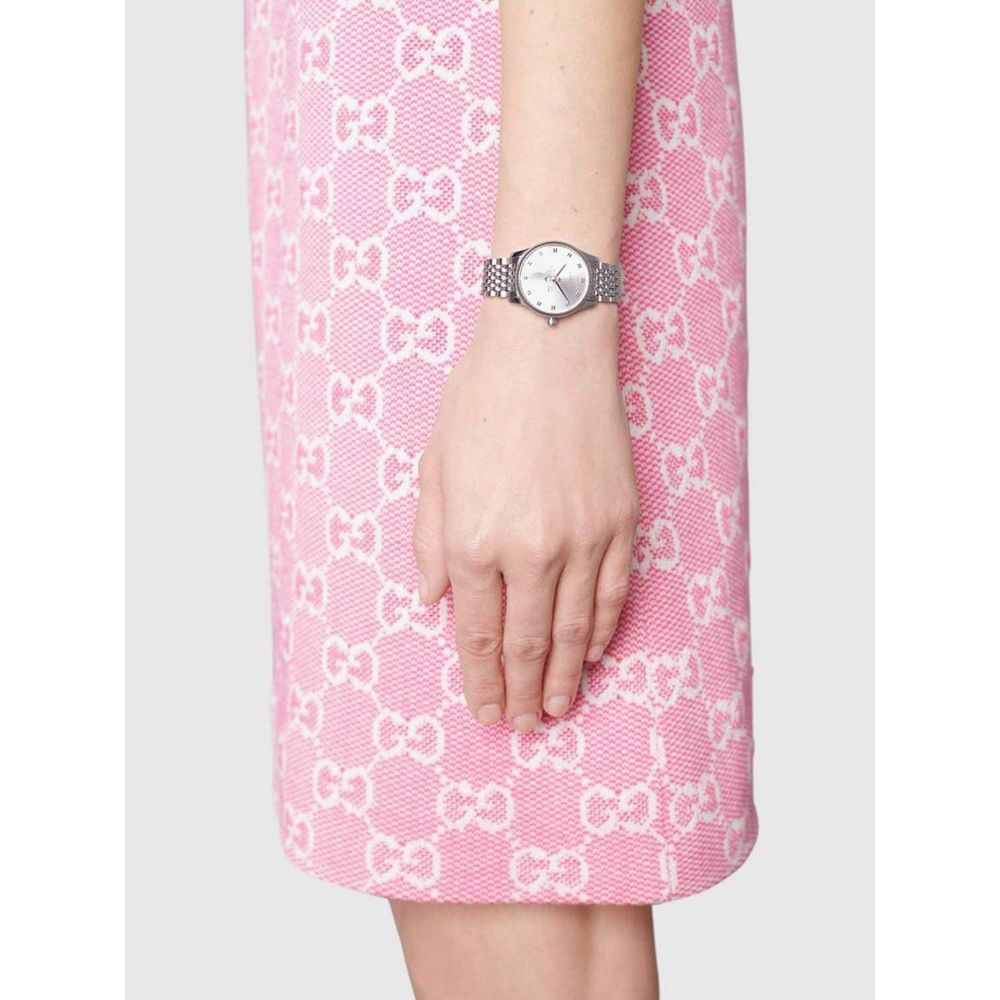 Shop Authentic Gucci G Timeless Quartz Silver Dial Silver Steel Strap Watch For Women - YA1265019 - Luxxuri