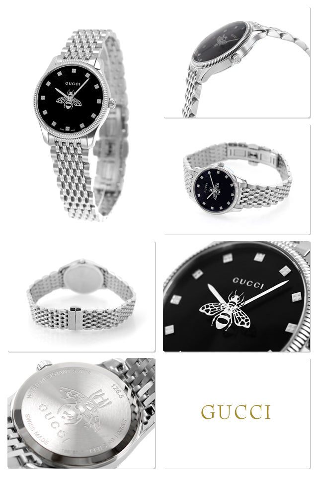 Shop Authentic Gucci G Timeless Quartz Black Dial Silver Steel Strap Watch For Women - YA1265020 - Luxxuri