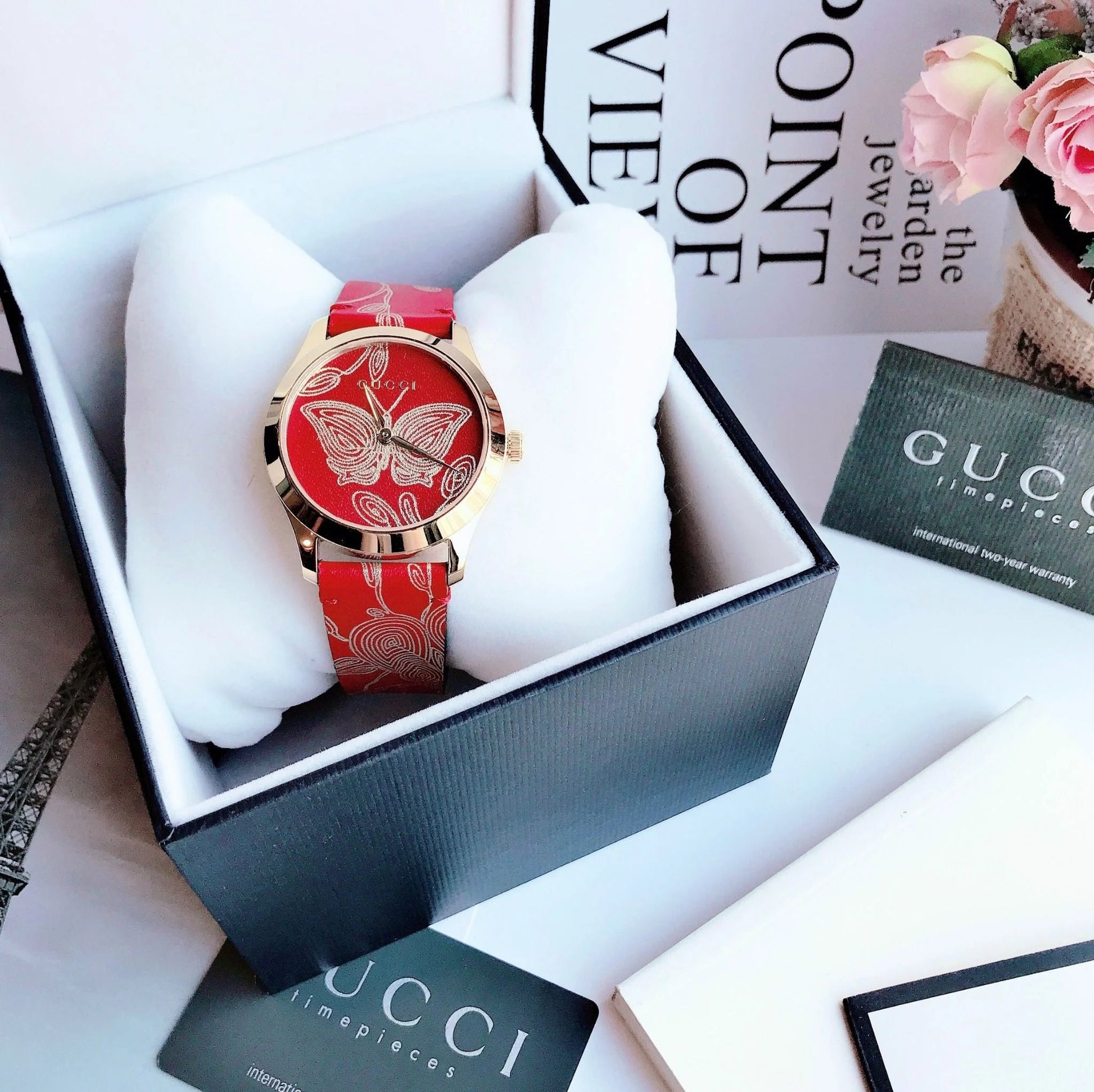 Shop Authentic Gucci G Timeless Quartz Red Dial Red Leather Strap Watch For Women - YA1264054 - Luxxuri