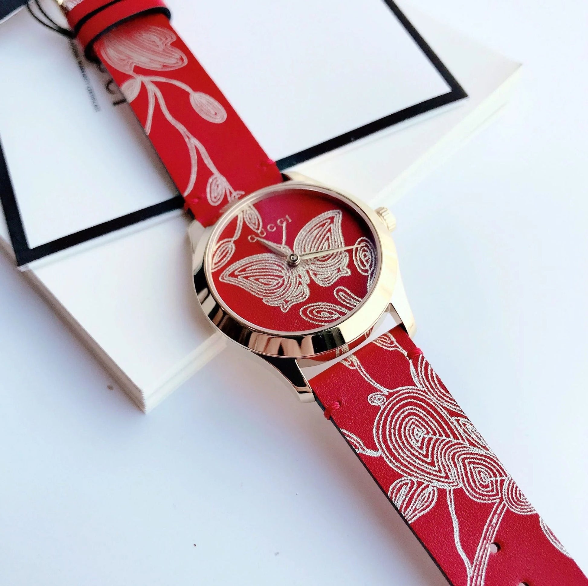 Shop Authentic Gucci G Timeless Quartz Red Dial Red Leather Strap Watch For Women - YA1264054 - Luxxuri