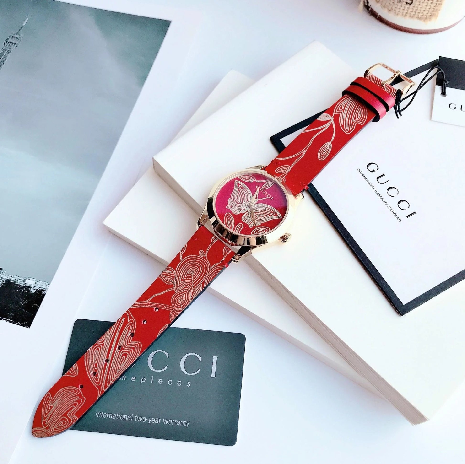 Shop Authentic Gucci G Timeless Quartz Red Dial Red Leather Strap Watch For Women - YA1264054 - Luxxuri