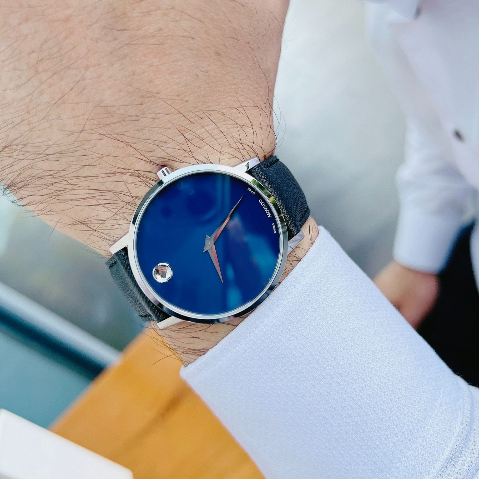 Shop Authentic Movado Museum Classic Blue Dial Black Leather Strap Watch for Men - 0607197 - Luxxuri