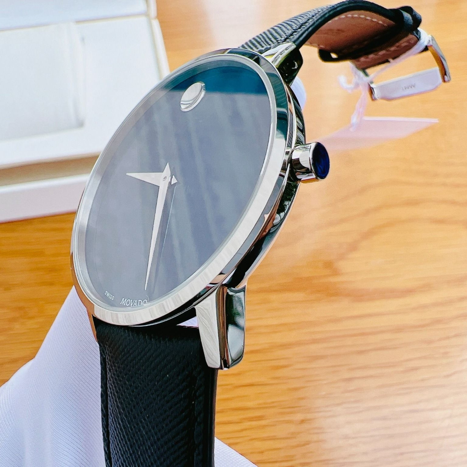 Shop Authentic Movado Museum Classic Blue Dial Black Leather Strap Watch for Men - 0607197 - Luxxuri