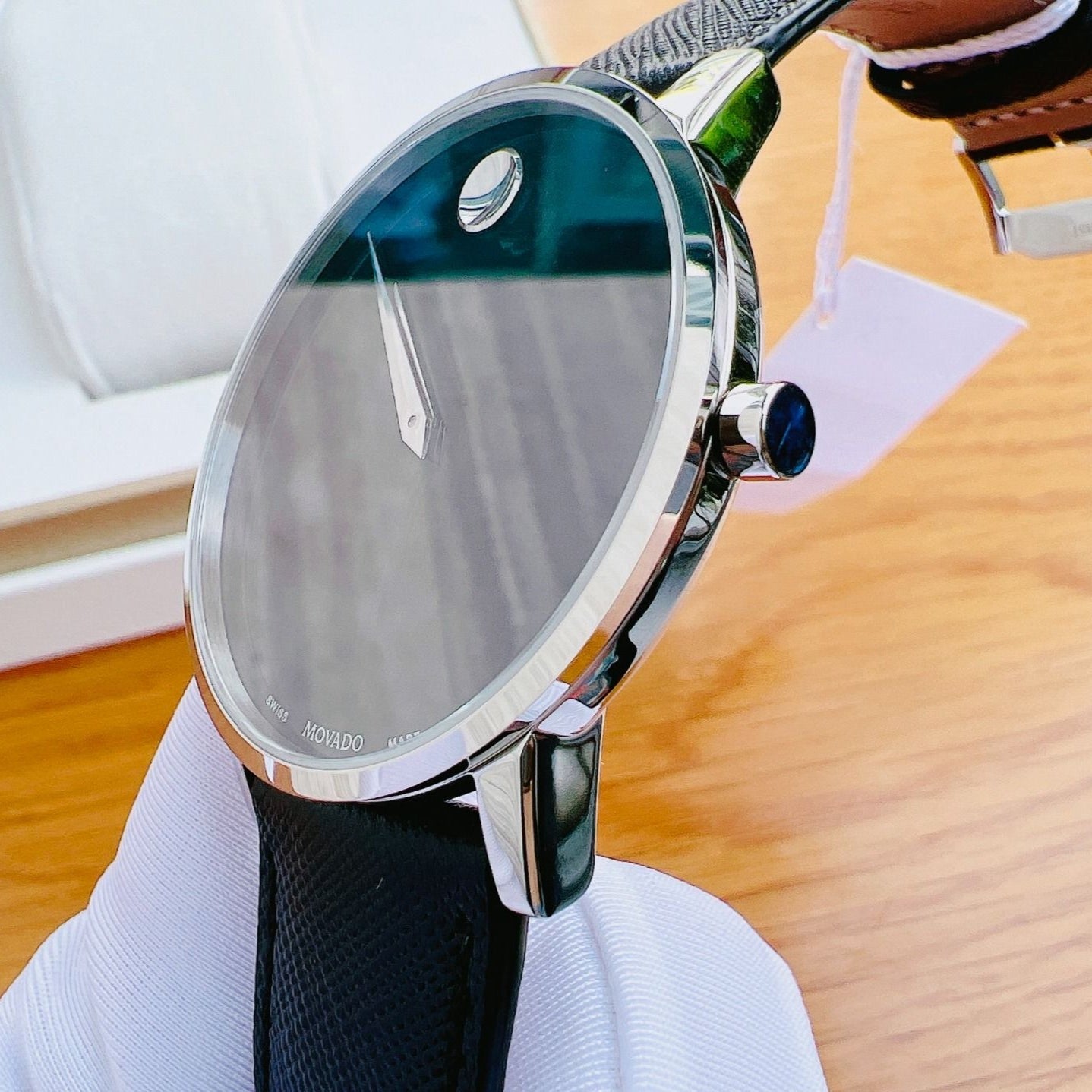 Shop Authentic Movado Museum Classic Black Dial Black Leather Strap Watch for Men - 0607194 - Luxxuri