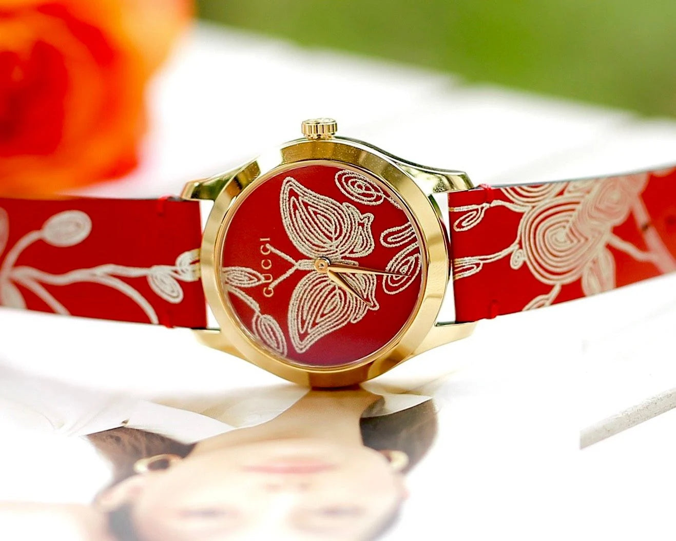 Shop Authentic Gucci G Timeless Quartz Red Dial Red Leather Strap Watch For Women - YA1264054 - Luxxuri